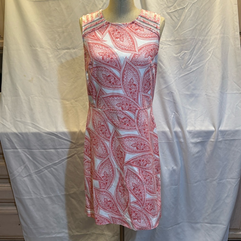 Banana Republic sheath dress sz 12 coral paisley and white